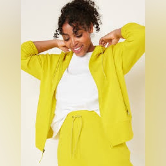 Old Navy High-Waisted Dynamic Fleece Jogger Sweatpants & hoodie Set EUC citron - Picture 1 of 7